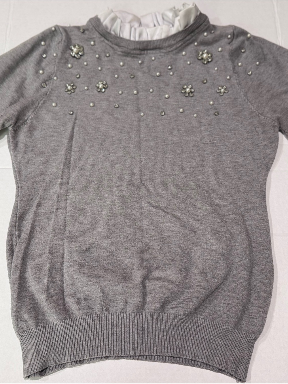 Ontwelfth Embellished Grey Crewneck Sweater - Picture 2 of 11